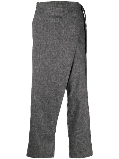 Shop White Mountaineering Draped Wrap-style Trousrs In Grey