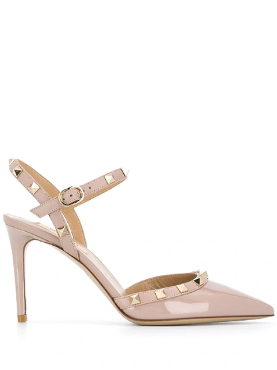 Shop Valentino Rockstud Pointed-toe 95mm Pumps In Neutrals