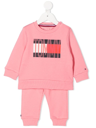 Shop Tommy Hilfiger Junior Logo Tracksuit In Pink