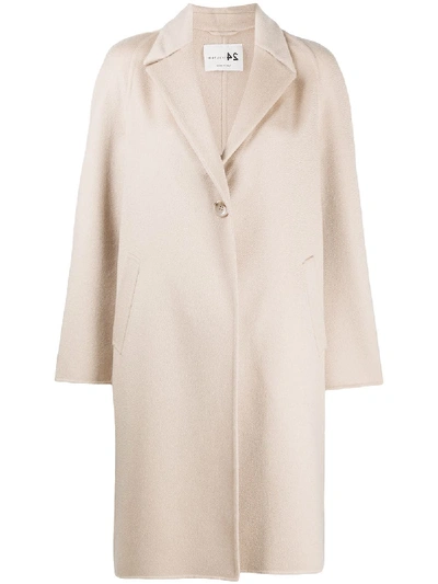 Shop Manzoni 24 Fitted Single-breasted Coat In Neutrals