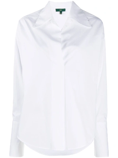 Shop Jejia Pointed Collar Cotton Shirt In White