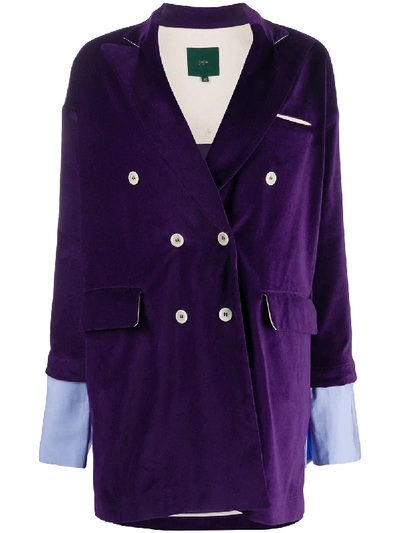 Shop Jejia Velvet Double-breasted Jacket In Purple