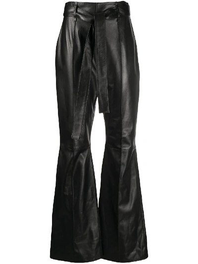 Shop 16arlington Flared Leather Trousers In Black