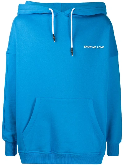 Shop Honey Fucking Dijon Show Me Love Hooded Sweatshirt In Blue