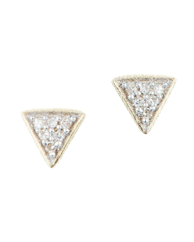 Shop Adina Reyter Super Tiny Pavé Diamond Triangle Earrings In Gold