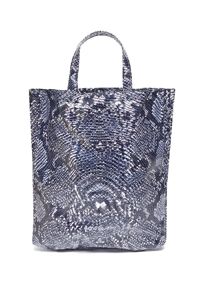 Shop Acne Studios Snake Print Coated Cotton Tote Bag In Multi-colour