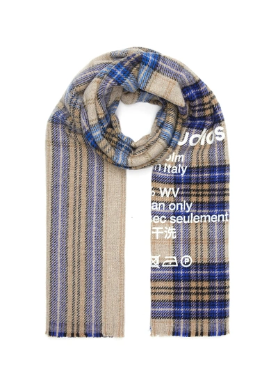 Shop Acne Studios Logo Check Wool Scarf In Multi-colour