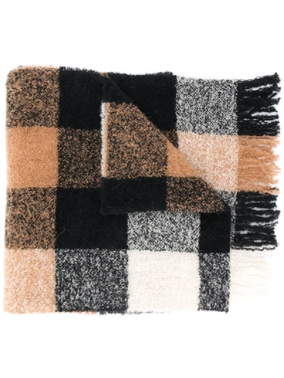 Shop Woolrich Textured Check Scarf In Neutrals