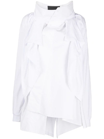 Shop Aganovich Deconstructed High-neck Shirt In White