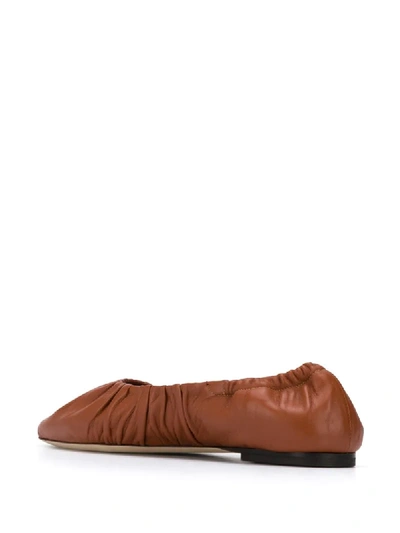 Shop Staud Tuli Ruched 10mm Ballerina Shoes In Brown
