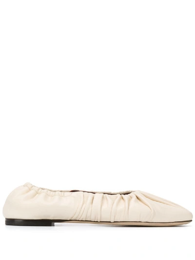Shop Staud Tuli Ruched 10mm Ballerina Shoes In Neutrals
