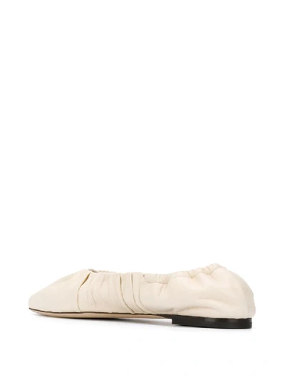 Shop Staud Tuli Ruched 10mm Ballerina Shoes In Neutrals