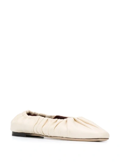 Shop Staud Tuli Ruched 10mm Ballerina Shoes In Neutrals