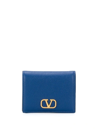Shop Valentino Vlogo Signature Compact Wallet In Blue