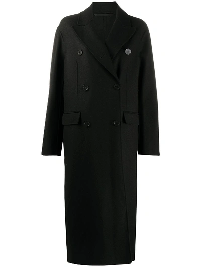 Shop Ann Demeulemeester Double-breasted Midi Coat In Black