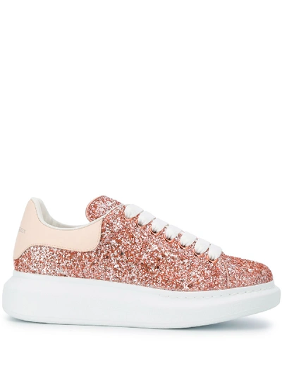 Shop Alexander Mcqueen Oversized Glitter-embellished Sneakers In Orange