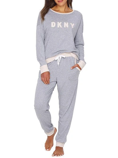 Shop Dkny New Signature Knit Pajama Set In Heather Grey