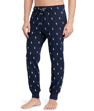 Shop Polo Ralph Lauren Knit Jogger Pajama Pants In Cruise Navy