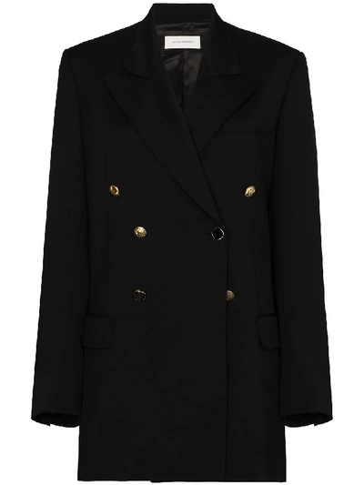 Shop Wales Bonner Double-breasted Peacoat In Black