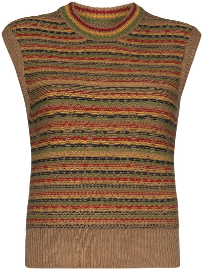 Shop Wales Bonner Rasta Striped Knit Vest In Brown