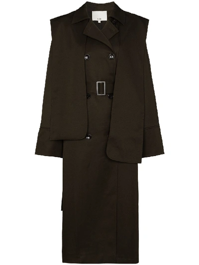 Shop Tibi The Flap Midi Trench Coat In Grey