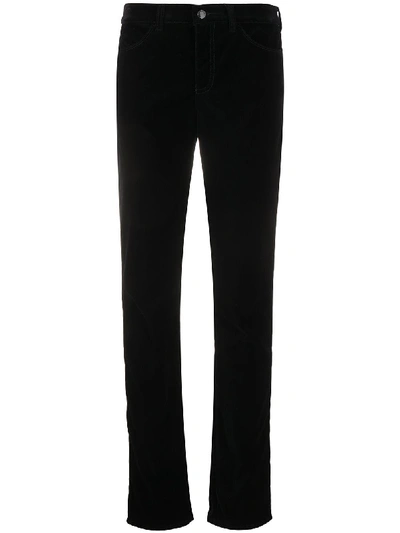 Shop Emporio Armani Slim-fit Velvet Trousers In Black