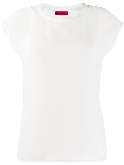Shop Hugo Boss Semi-sheer Crew Neck T-shirt In White