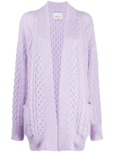 Shop Laneus Chunky-knit Cardigan In Purple