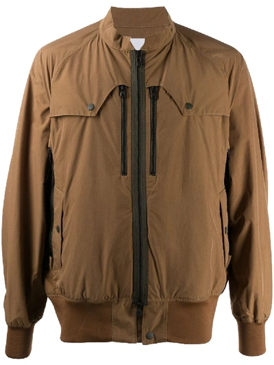 Shop White Mountaineering Raglan Bomber Jacket In Brown