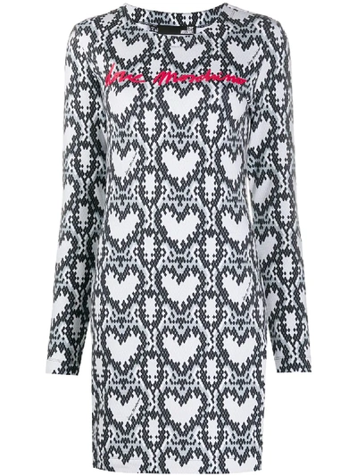 Shop Love Moschino Snakeskin Print Dress In Black