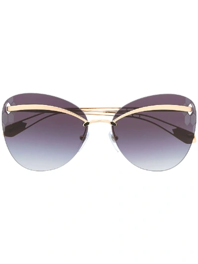 Shop Bvlgari Cat-eye Tinted Sunglasses In Gold