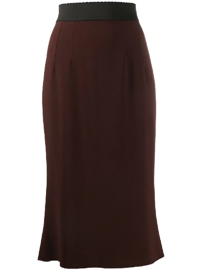 Shop Dolce & Gabbana High-waisted Pencil Skirt In Brown