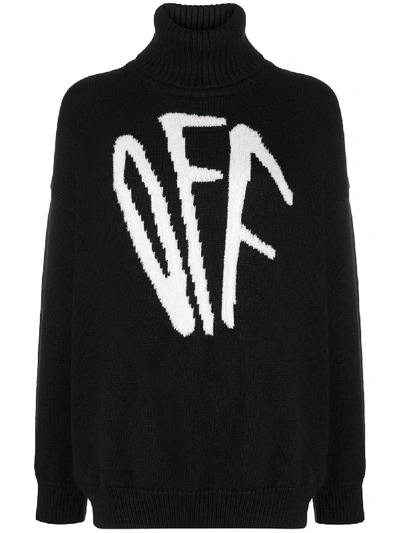 Shop Off-white Intarsia-knit Roll-neck Jumper In Black