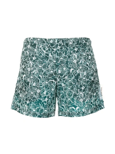 Shop Off-white Floral Print Swim Shorts In Green