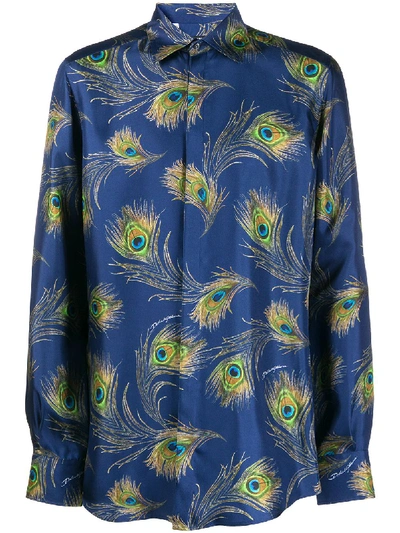 Shop Dolce & Gabbana Peacock Print Shirt In Blue