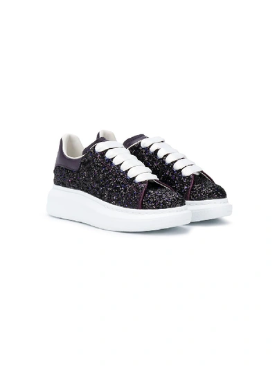 Shop Alexander Mcqueen Glittered Sneakers In Purple