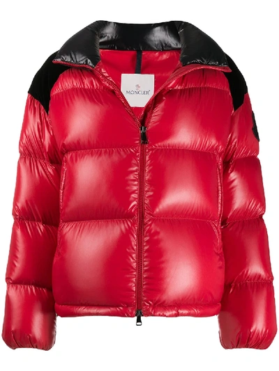 Shop Moncler Chouelle Two-tone Padded Jacket In Red