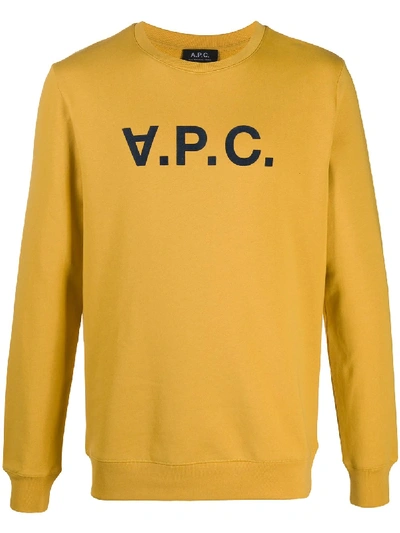 Shop Apc Logo Sweatshirt In Yellow