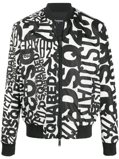 Shop Dsquared2 Logo Print Bomber Jacket In White