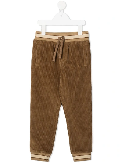 Shop Dolce & Gabbana Corduroy Track Pants In Neutrals