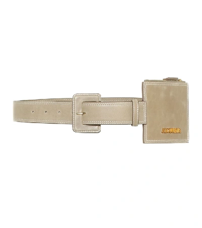 Shop Jacquemus La Ceinture Porte Monnaie Suede Belt In Beige