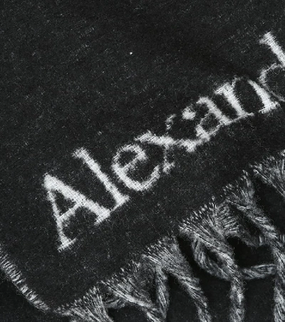Shop Alexander Mcqueen Wool-blend Scarf In Black