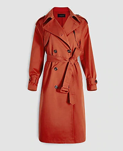 Shop Ann Taylor Modern Trench Coat In Rustic Orange