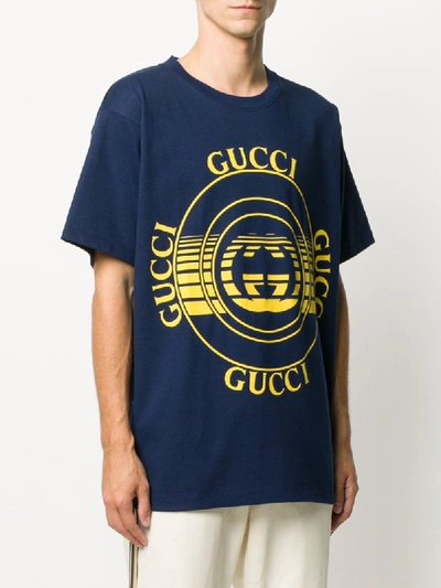 Shop Gucci Logo Print T-shirt In Blue