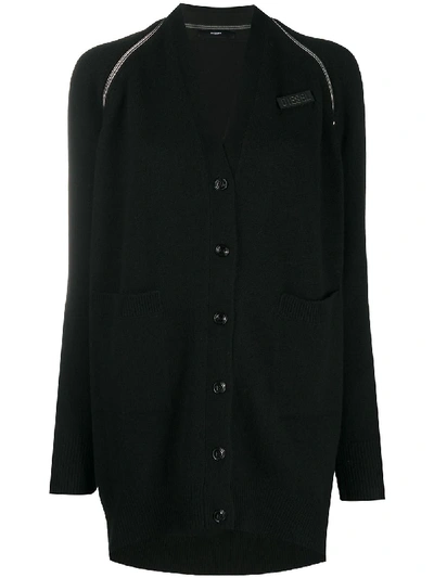 Shop Diesel Zip Reveal Button-down Cardigan In Black