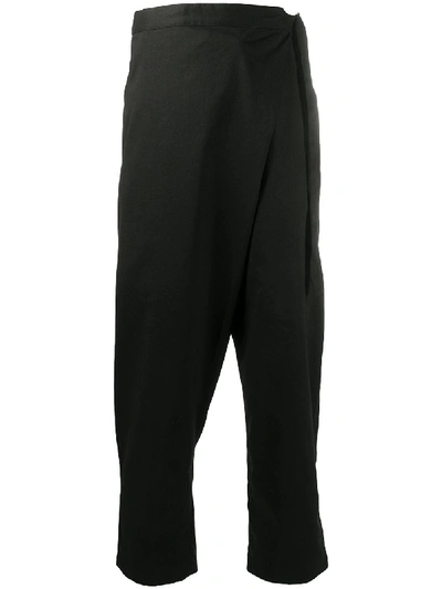 Shop White Mountaineering Draped Wrap-style Trousrs In Black