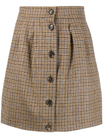 Shop Roseanna Check Mini Skirt In Neutrals