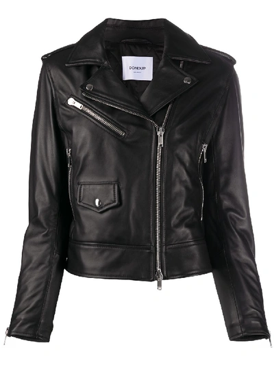 Shop Dondup Zipped Biker Jacket In Black