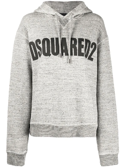 Shop Dsquared2 Logo-print Relaxed-fit Hoodie In Grey