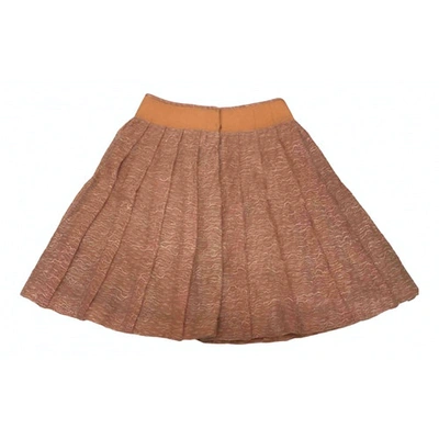 Pre-owned Miu Miu Silk Mid-length Skirt In Orange